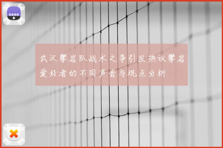 武汉攀岩队战术之争引发热议攀岩爱好者的不同声音与观点分析